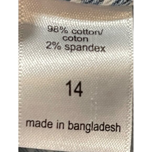 M Jeans By Maurices 3.5" A-Line Shortie High Rise Striped Denim Shorts 14 Regula - Picture 5 of 5